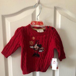 Disney Store Minnie Mouse Cable Knit Winter Theme Sweater, NWT
